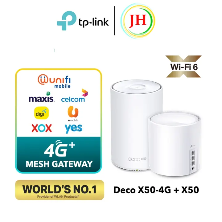 TP-Link AX3000 4G LTE Modem Direct Sim Card Mesh Router( Whole Home Wifi 6 Mesh Wifi System with all Deco ) Deco X50-4G
