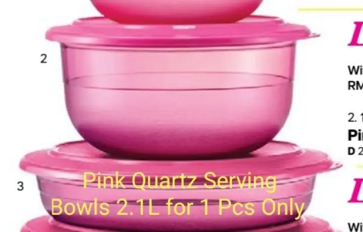Tupperware Pink Quartz Serving Bowls 2.1L(1 Pcs Only)