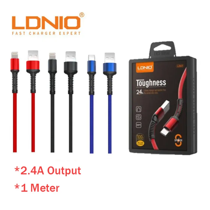 Original LDNIO LS63 LS-63 Toughness 2.4A 1M USB Cable For Micro USB /  Type-C / Lightning IOS | Lazada