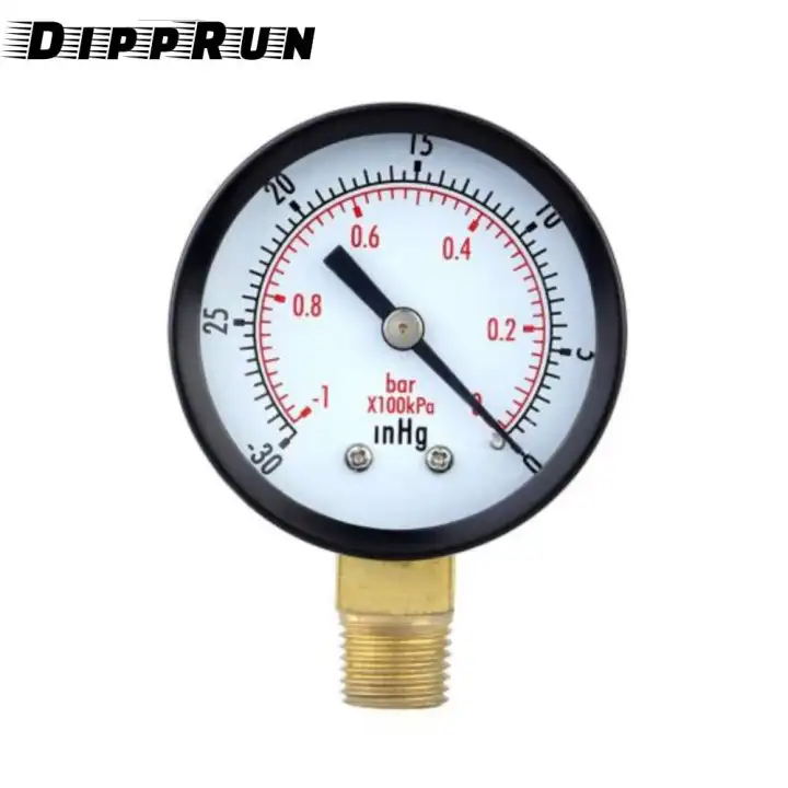 DIPPRUN Portable Dual Scale Dial Gauge 1/4 Npt -30hg/0ps Vacuum Pressure Meter Gauge Manometer 2 Dial Display Digital Pressure-Sony Xperia