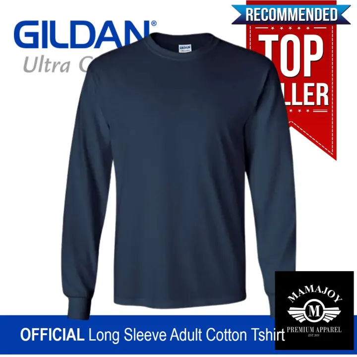 Official Gildan Ultra Cotton Adult T Shirt Solid Plain Round Neck Long Sleeve T