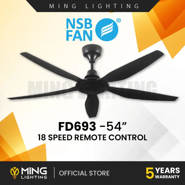 NSB Ceiling Fan FD693 54'' DC Motor 5 ABS Blade Remote Control 9+9 Speed Timer Kipas Siling Syiling Cooling 风扇