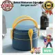 Lunch Box Food Container Bento Box Bekal Makanan Double layer round shape lunch box with spoon Nordic style. 