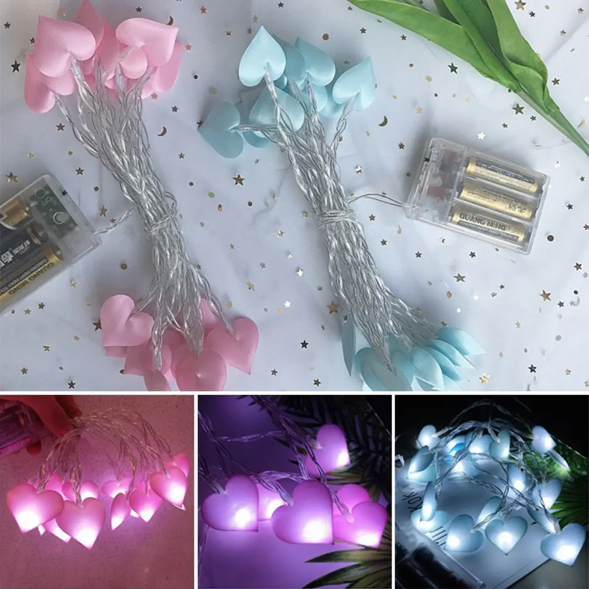 LED String Lights Fairy Love Heart Shaped LED Girls Bedroom Home Romantic Decor 