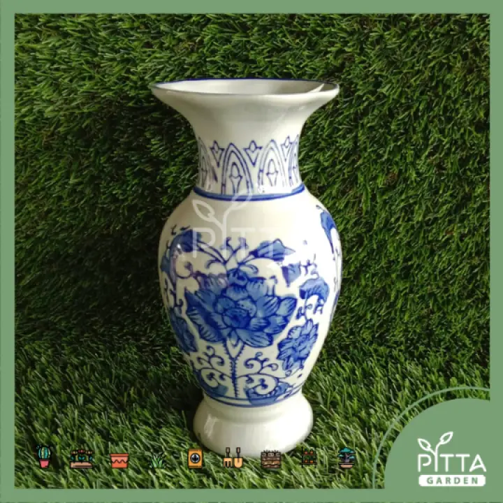Chinese Style Blue Flower Printed Ceramic Vase Pot Stc53350 Lazada