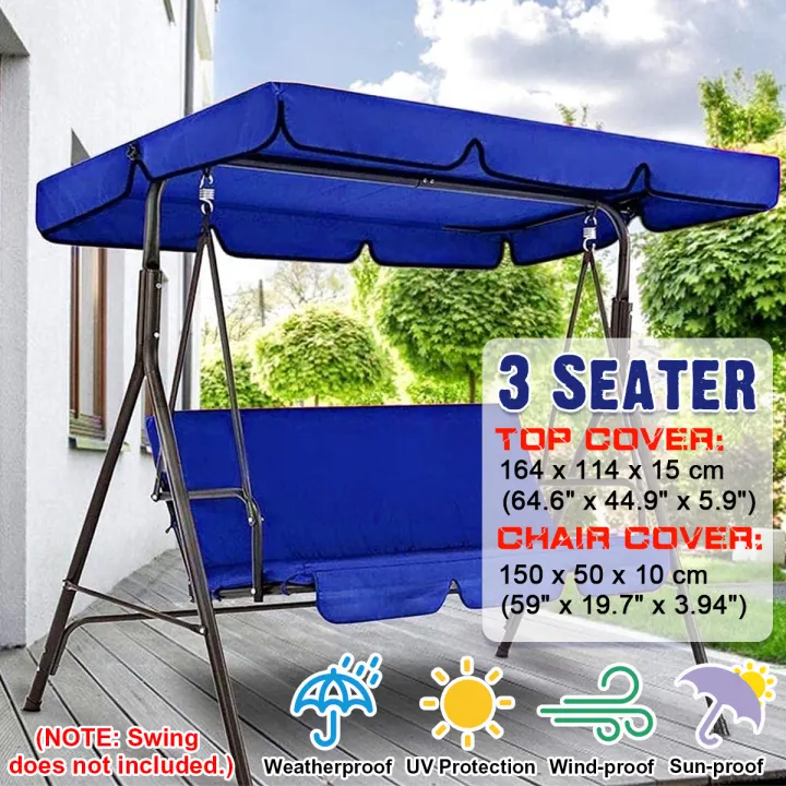 Outdoor Patio Swing Canopy Replacement Weatherproof Sun Shade Top And Chair Cover For Porch Furniture Seat Lazada - Patio Swing Canopy Replacement Blue