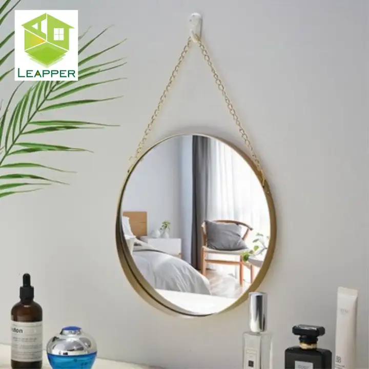 Leapper Nordic Round Mirror Light, Hanging Vanity Mirror With Lights