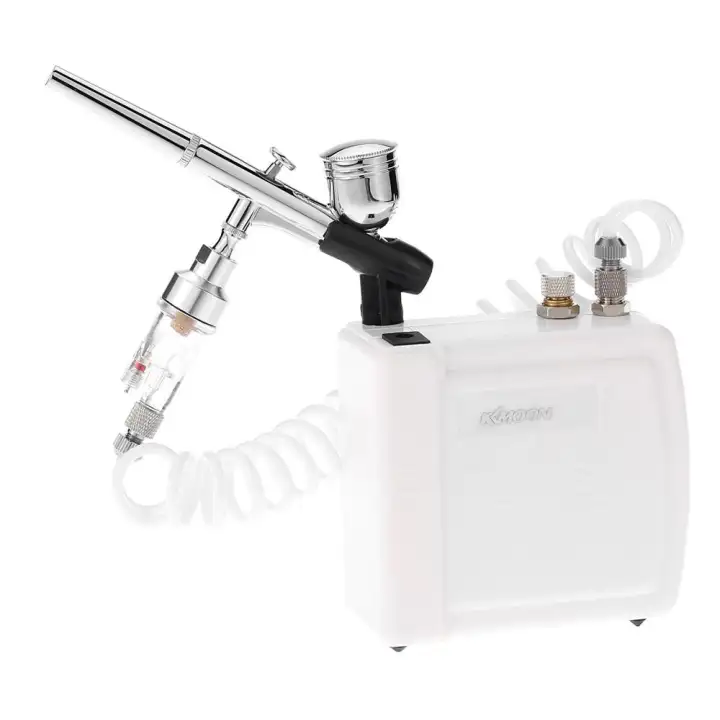 Kkmoon Baru 110 240v Profesional Suapan Graviti Airbrush Tindakan Dual Pemampat Udara Kit Untuk Lukisan Seni Makeup Manicure Kraf Kek Spray Model Air Alat Kuku Berus Set Putih Lazada