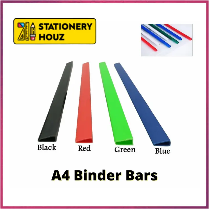 A4 Binders [Lowest Price Guarantee] 4 Colors Plastic Slide n Grip Binding Bars for Reports, Files and Folders