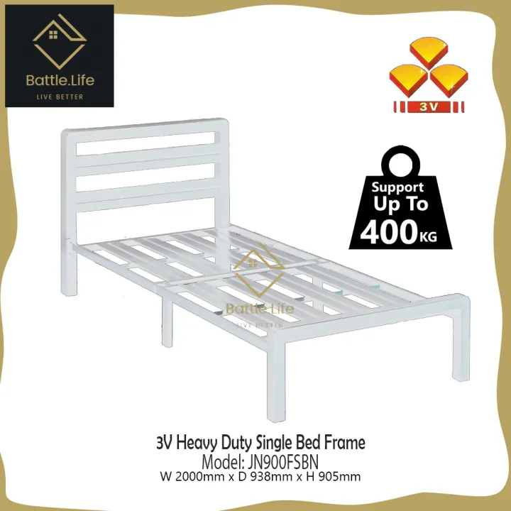 Battle Life 3v Single Metal Bed Frame Super Base Support Up To 200kg Jn900fsbn Katil Single Size Katil Bujang Lazada