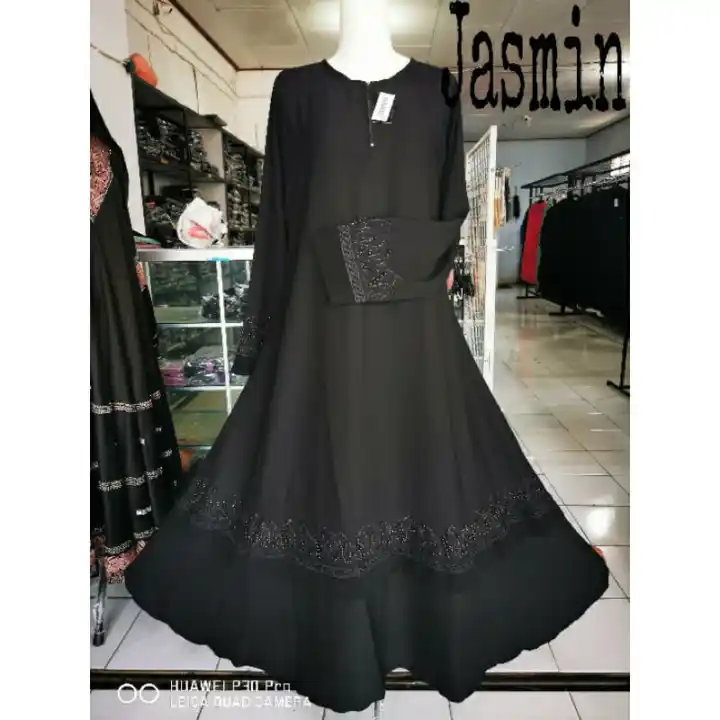 Pre Order 1 Jasmine Black Abaya Lace Jubah Arab Saudi Umrah Haji Nursing Friendly Eta 10 Day Lazada