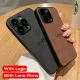 CrashStar With Logo With Lens Films Leather Hard Shockproof Phone Case For iPhone 16 15 14 Pro Max Plus 16e 13 12 11 Pro Max Business Style Anti-fall Phone Casing Cover With Full Cover Lens Camera Protection Hot Sale. 