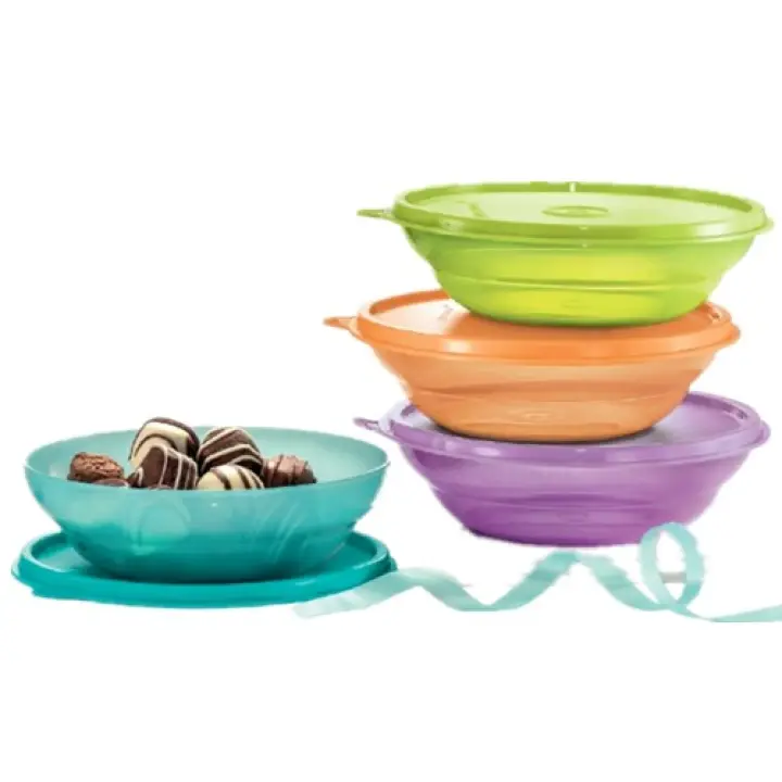 Tupperware Fun Bowls (4) 450ml Green/Orange/Purple/Blue