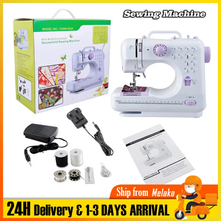 Free Gift Original Portable Sewing Machine Mini Sewing Machine With Double Threads And Two Speed Control Household Multifunction 12 Stitches Speed Free Arm Crafting Mending Machine Mesin Jahit Elektrik With Free Sewing Set