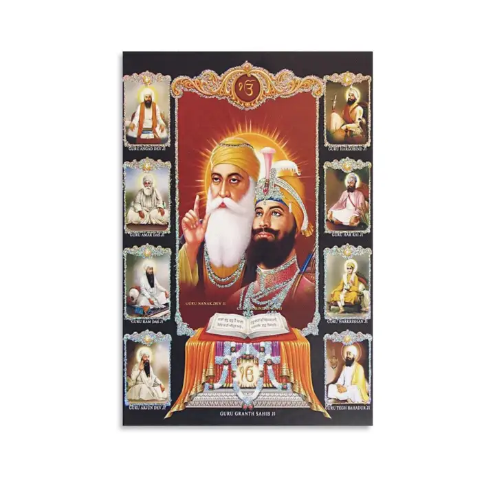MAIXUAN 10 Sikh Gurus Guru Nanak Dev Posters Wall Art Room Aesthetic Canvas Painting Bedroom Posters Living Room Walls Decorative 24x36inch(60x90cm)
