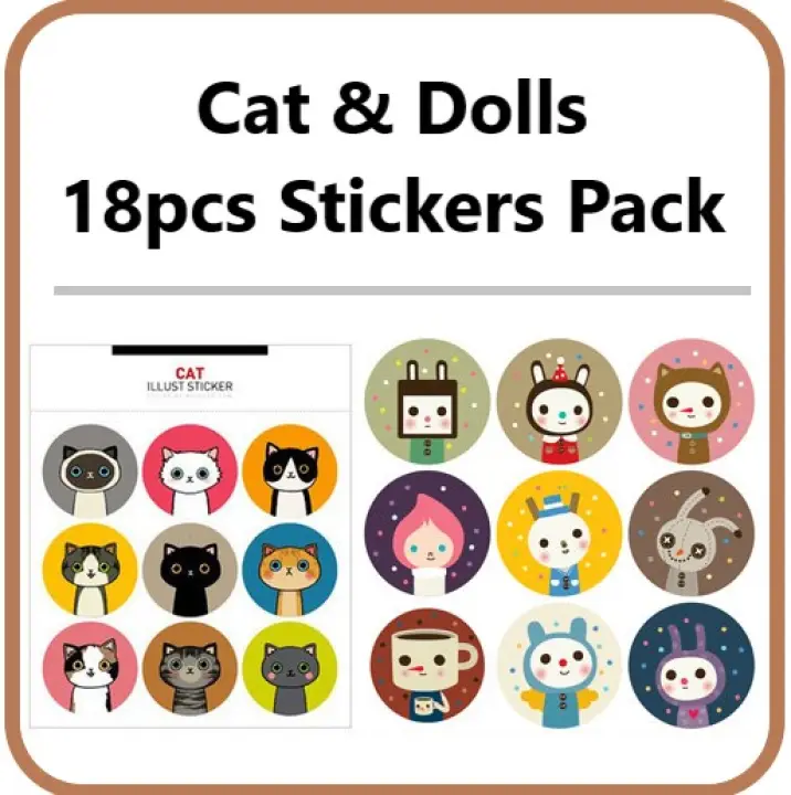 Cute Korean Cat Dolls Sticker Pack 18 Stickers Diary Decor Multipurpose Used Lazada
