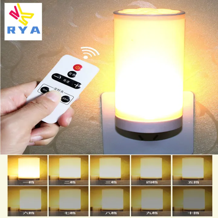 Rya Alat Kawalan Jauh Sepuluh Warna Led Lampu Malam Lampu Tidur Di Sebelah Katil Bilik Tidur Pasang Lampu Radio Lampu Soket Lampu Dinding Fungsi Kawalan Jauh Masa Lazada