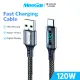 MeeGoo 120W Fast Charger Cable  6A USB to Type C Cable With Led Digital Display QC PD Nylon Data Cord Data transmission Cable COD. 