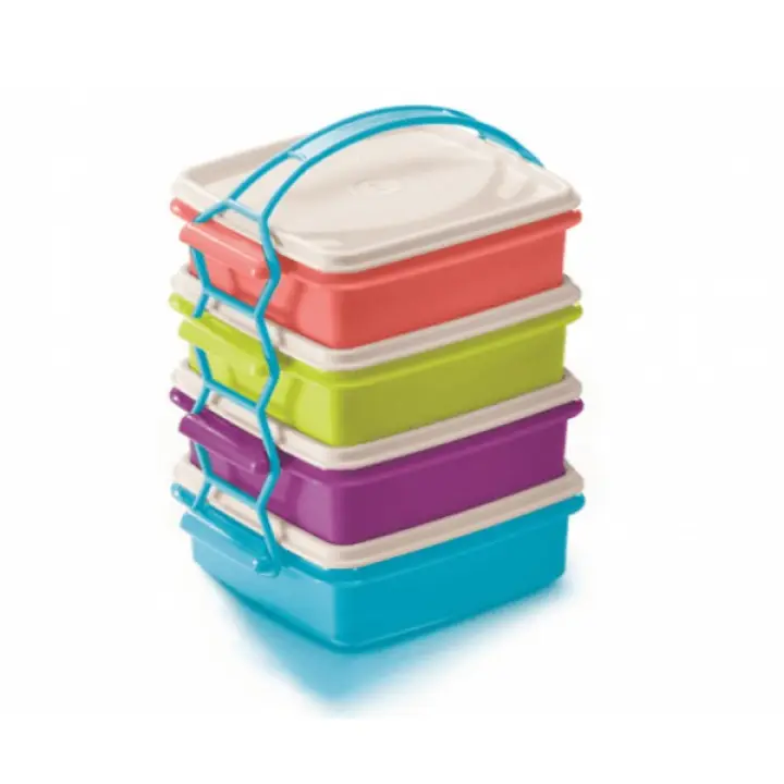 [READY STOCK] Tupperware (790ml x 4pcs) Small Goody Box with Cariolier Party Set Lunch box