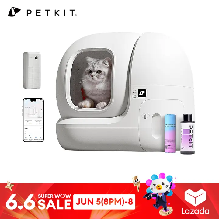 PETKIT PuraMax 2 Automatic Self-Cleaning Cat Litter Box, App Control Scoop-Free Litter Box with Anti-Leakage Waterproof Litter Pad Max, 2.4G WiFi, Basic Bundle Includes N50 2.0 and 1 Roll Trash Bag