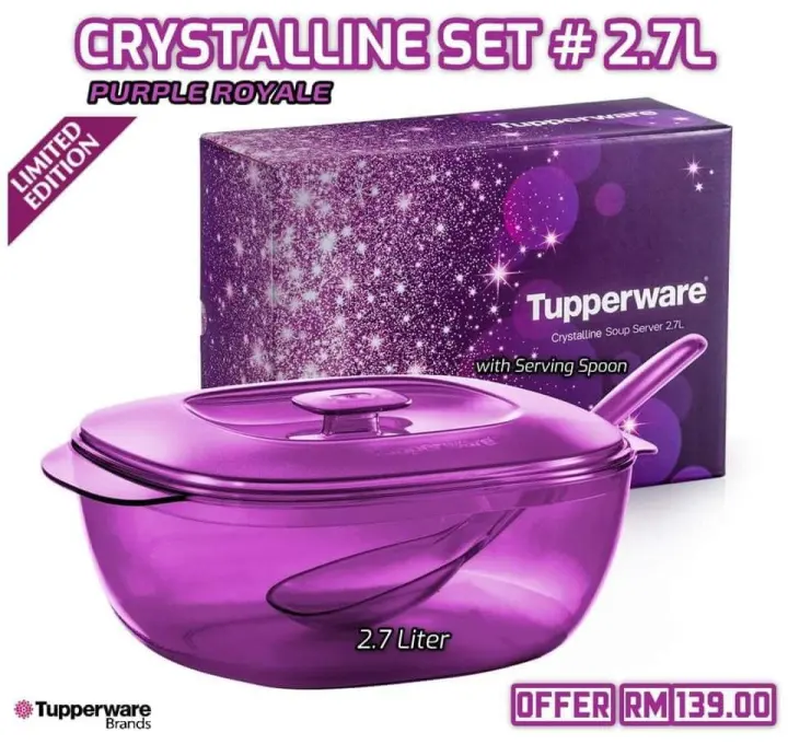 READY STOCK | Tupperware Purple Royale Crystalline Soup Server 2.7L | Serverware Set | Dinner Set