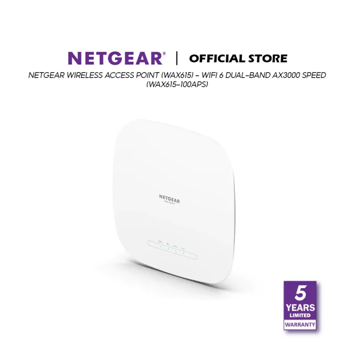 Netgear Wireless Access Point (WAX615) - WiFi 6 Dual-Band AX3000 Speed | Up to 256 Client Devices