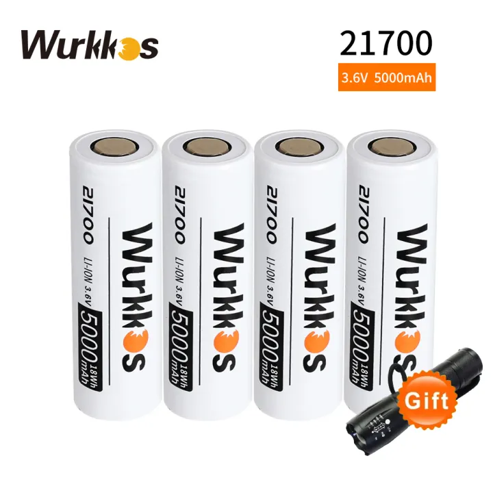 Wurkkos 3.7V 21700 Pin Có Thể Sạc Lại 5000MAh Điện Với Pin 21700 Với Đèn Pin COD