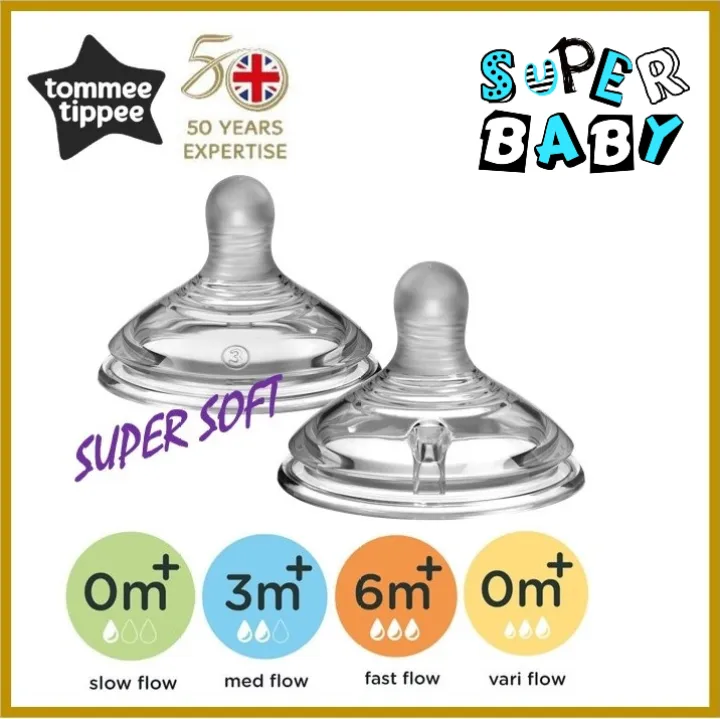 Tommee Tippee Close To Nature Super Soft Teat Newborn Medium Fast Vari Flow Puting 2 Pcs Lazada