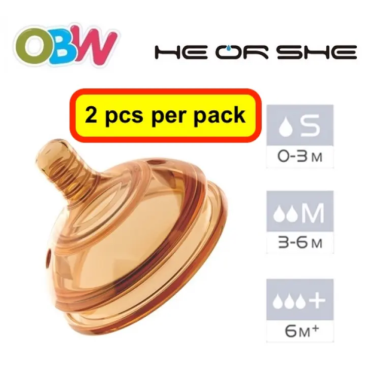He Or She Ultra Wide Neck Baby Bottle Nipple 2pcs Pack M Flow X Flow Lazada