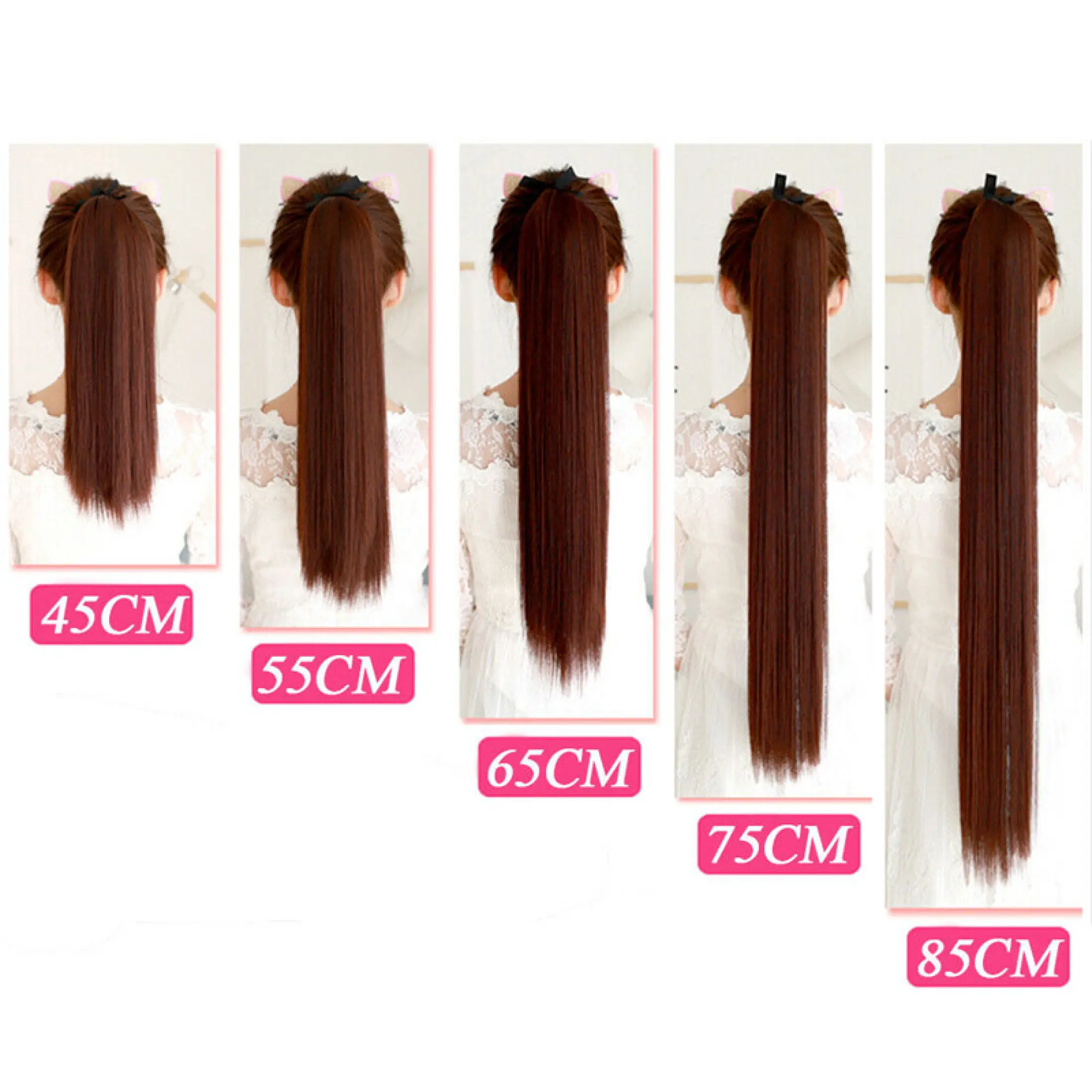 45cm 55cm 65cm Ladies Super Long Straight Clip In Women Soft Ponytail Wig Ponytail Hair Wig With Claw Extended Lazada Singapore