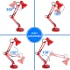MT-322 IKEA INS STYLE LONG ARM TABLE LAMP METAL SWING ARM DESK LAMP WITH INTERCHANGEABLE BASE / CLAMP SUIT FOR E27 BULB. 