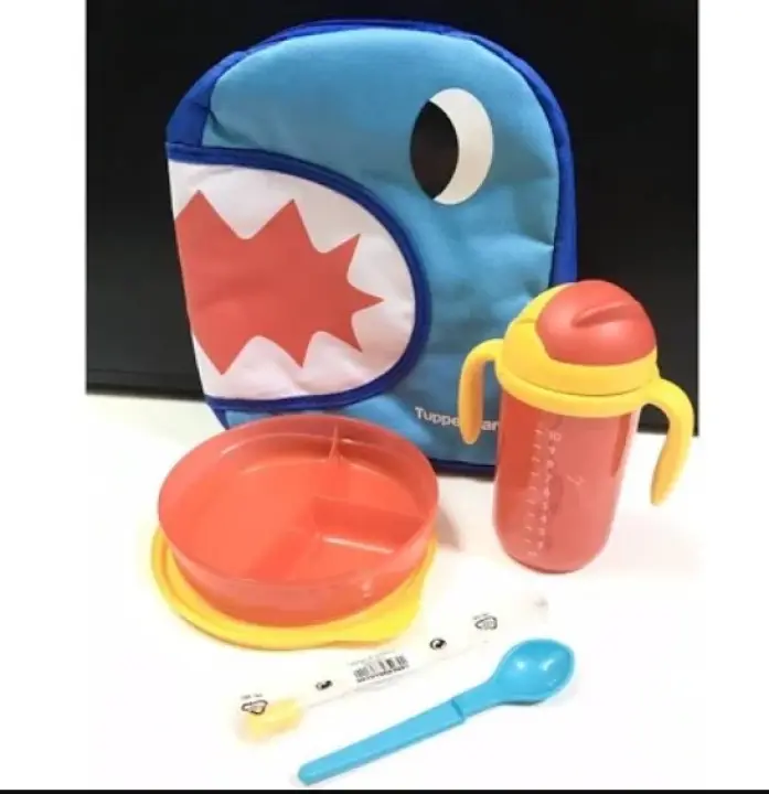 Tupperware Baby Shark Toddler Bag Straw Tumbler Round Keeper Set