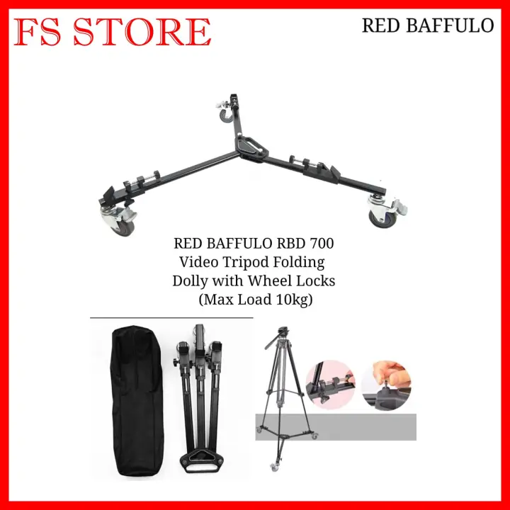 RED BAFFULO RBD700 RBD-700 DOLLY FOR  VIDEO TRIPOD FOLDING  WITH WHEEL LOCKS (MAX LOAD 10KG)