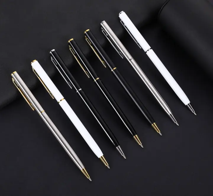 Premium Ball Point Pen 1.0mm Thin 13cm Twist 高士圆珠笔 Black White Silver