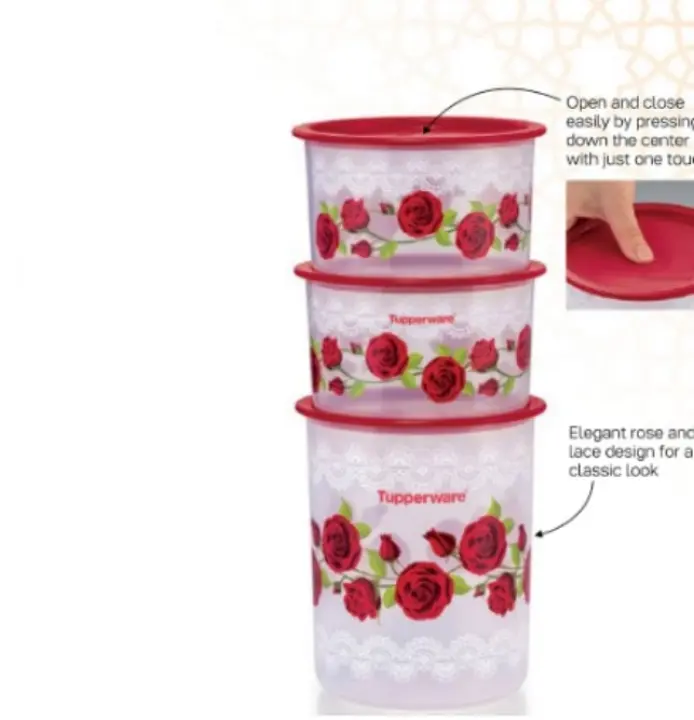 Tupperware Royal Red Rose One Touch Set (3pcs set) - Preorder