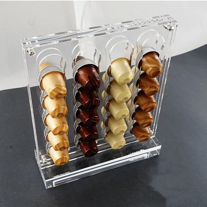 20/48 PCS Acrylic Nespresso OriginalLine Coffee Pod Holder Rack Capsule Storage Refrigerator Tower Stand Pod Coffee Holder xiangban