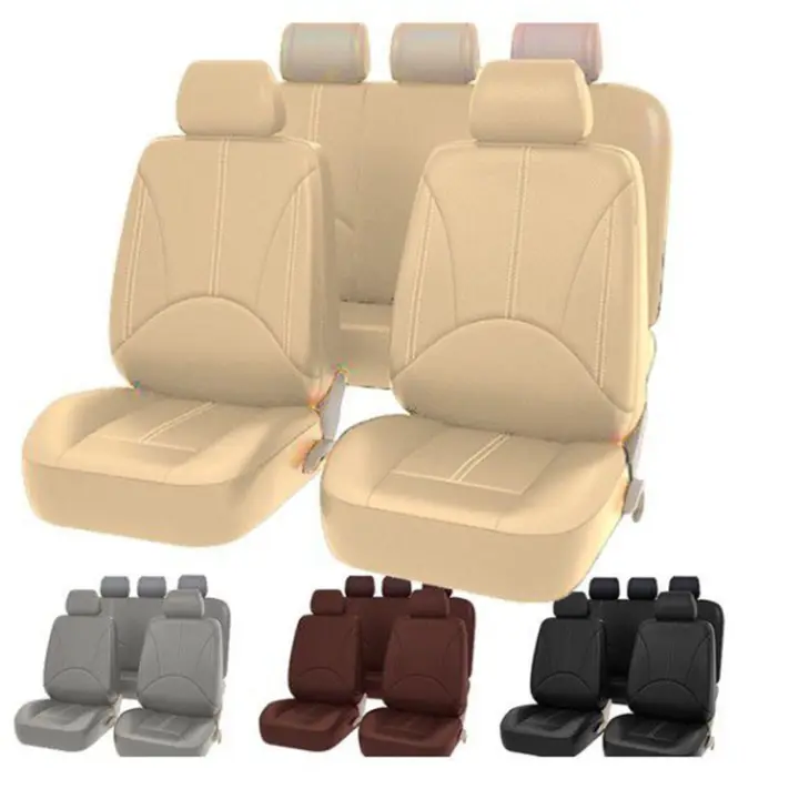 9 In 1 Universal Car Seat Cover Pu, Brown Faux Leather Seat Covers