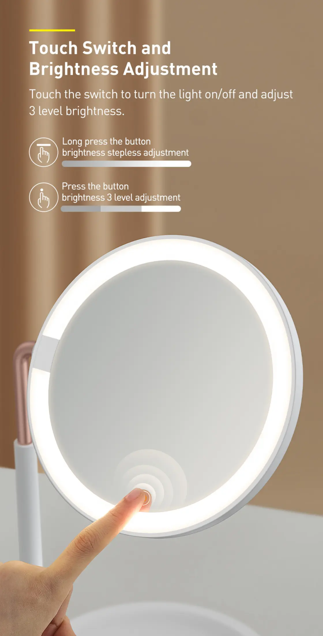 Baseus Smart Beauty Series Lighted Makeup Mirror with Adjustable Lamp Storage Box 11