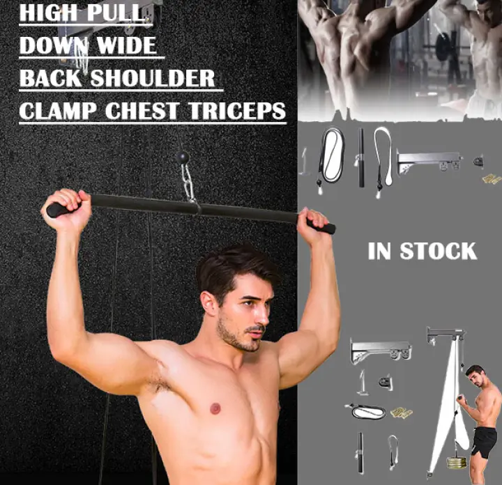 In Stock Diy Pulley Cable Machine Attachment System Tricep Workout Wall Mounted With Loading Pin For Lat Pull Down Forearm And Wrist Blaster At Home Gym Lazada Singapore - Diy Lat Pulldown Handles