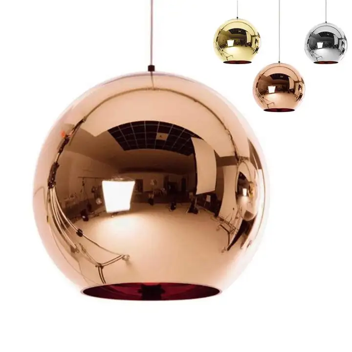 Modern Mirror Round Ball Pendant Light Glass Globe Hanging Rose Gold Height Adjustable Chandelier E27 Bulb For Bedroom Living Room Dining Kitchen Island Lazada Singapore - Ball Pendant Light