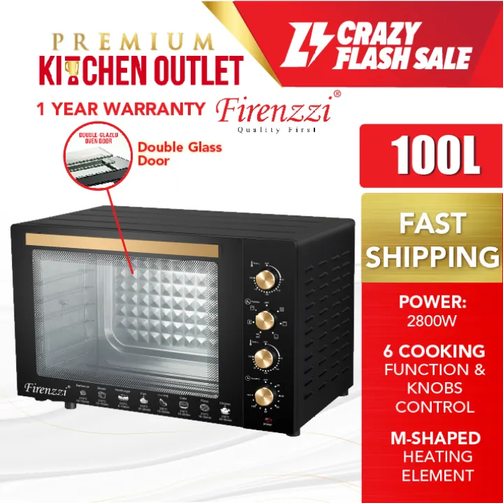 Firenzzi 100L Counter Top Oven TO-5210 | TO-5110 | 6 Cooking Functions | Double Layer Glass Door