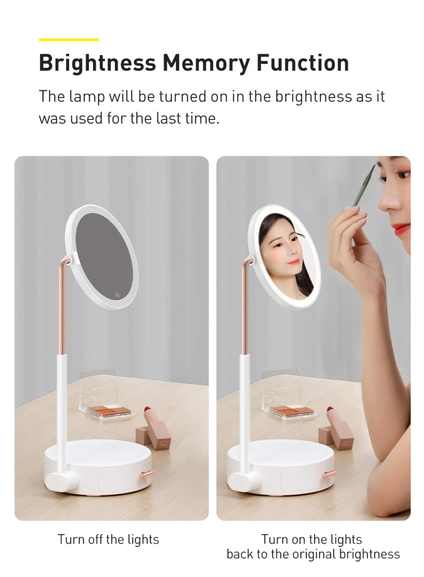 Baseus Smart Beauty Series Lighted Makeup Mirror with Adjustable Lamp Storage Box 16