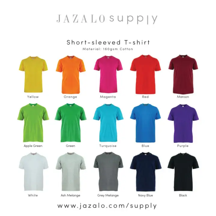 Adult Plain Short Sleeved 160gsm Cotton T Shirt Baju Kosong Lengan Pendek Dewasa Hitam Black White