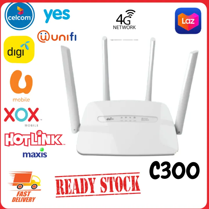 Ready Stock Modified Unlocked Unlimited Data Hotspot Wifi Router Cpe 4g Lte Modem Router C300 Unifi Umobile Yes Celcom Digi Lazada