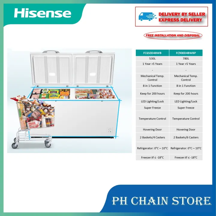 HISENSE FC650D4BWB FC900D4BWBP 530L-780L CHEST FREEZER