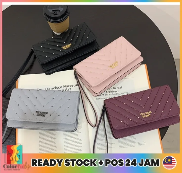Victoria S Secret Studded V Quilt Tech Clutch Women Wallet Purse Beg Tangan Dompet Wanita Berjenama Murah Lazada