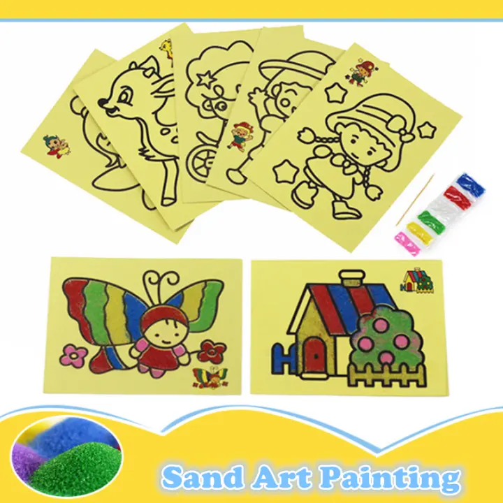 Sand Art Painting Children Classical Learning and Educational Toys Kids DIY Art Gift or Goodies Bag (Set of 5pcs - Random Picture)