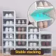 Stackable Shoe Storage box - Plastic Shoe Organizer and Container with Sliding Tray comes boxes for Shoes and Sneaker with Clear Front Lids for Easy Push and Pull. 