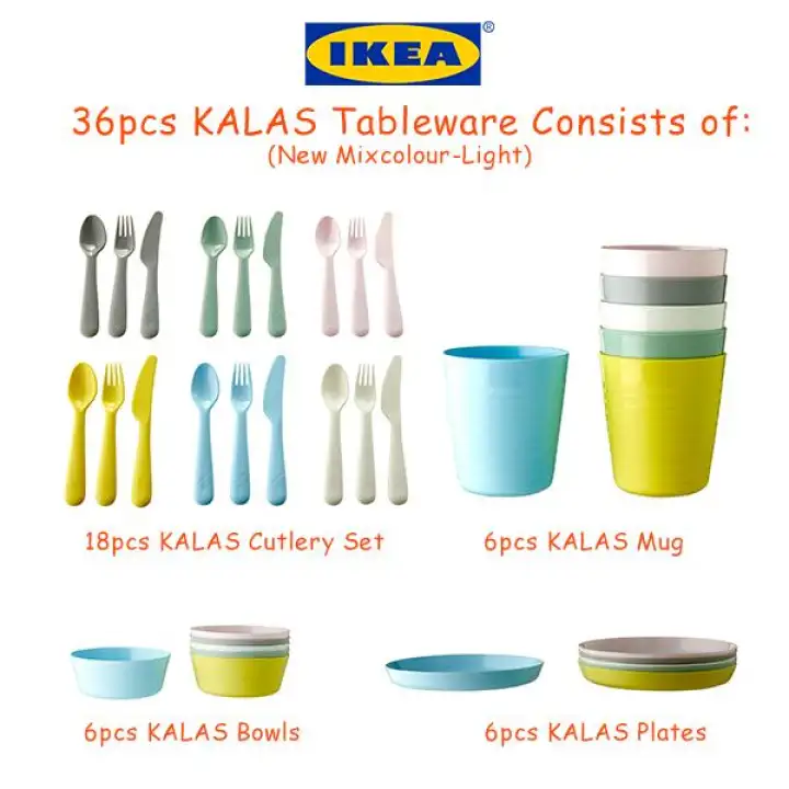 Set Pinggan Mangkuk Ikea Kalas 36 Piece Kids Plastic Bpa Free Dinning Ware Assorted Color Lazada