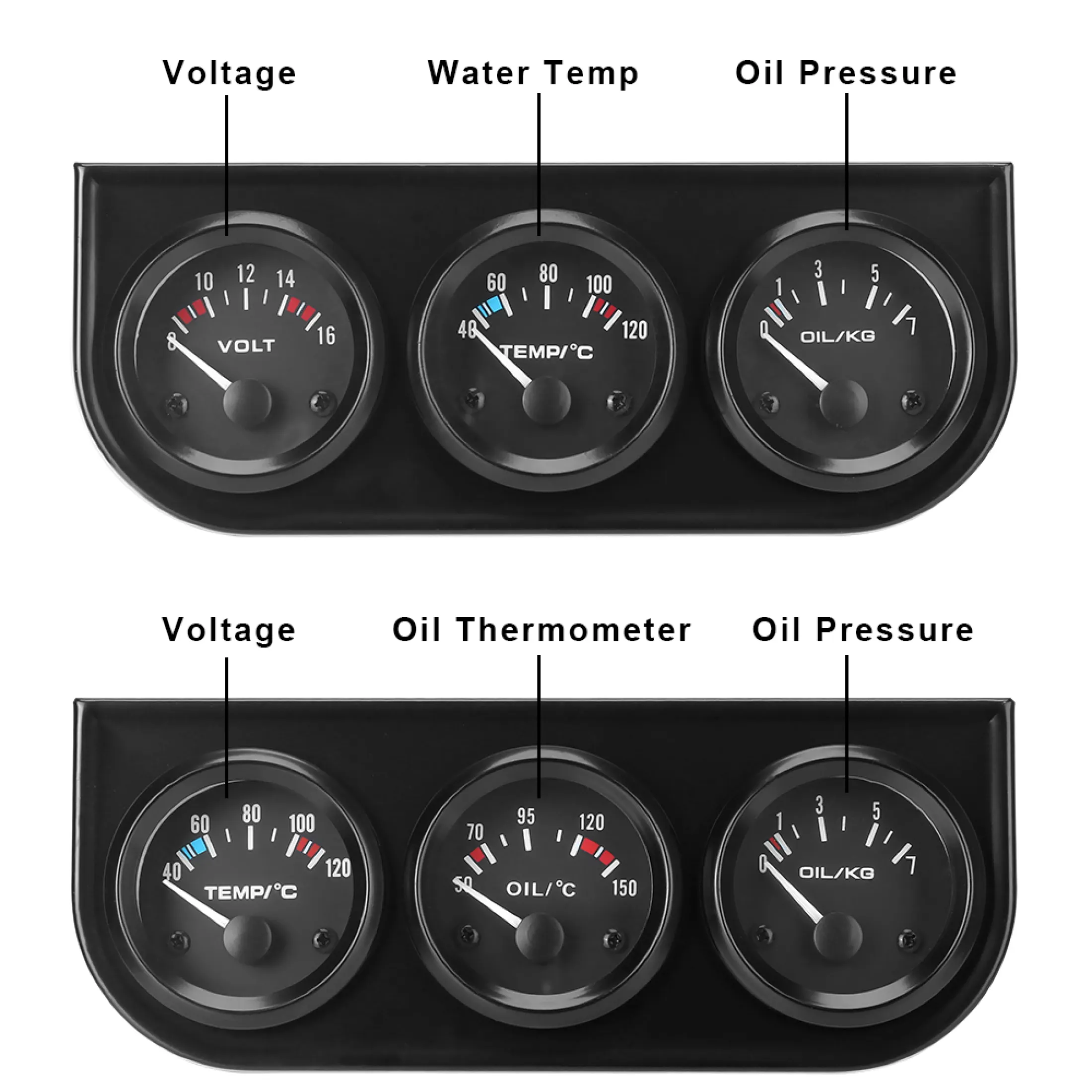 2010A Triple Dashboard Universal 12V Black Holder Oil Pressure Gauge with  Sensor 2quot; 52mm 3 in 1 Car Meter Oil Temp Water Temp Volt meter |  Lazada PH